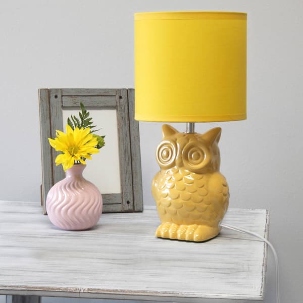 Simple Designs 12.8in. Ceramic Owl Table Lamp