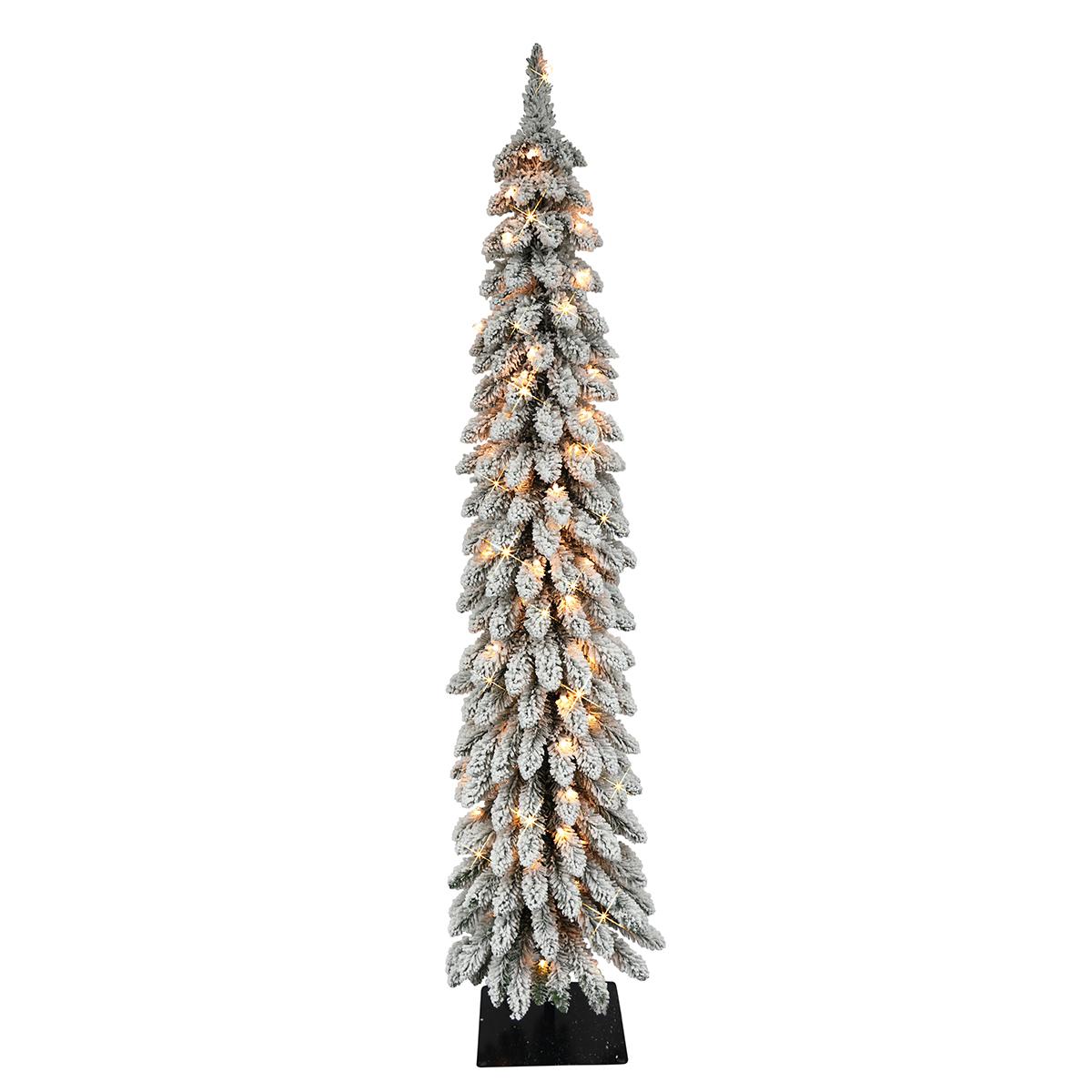 Puleo International 6ft. Pre-Lit Flocked Alpine Christmas...