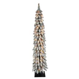 Puleo International 6ft. Pre-Lit Flocked Alpine Christmas Tree