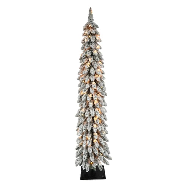 Puleo International 6ft. Pre-Lit Flocked Alpine Christmas Tree