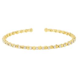 Athra Gold over Brass Diamond-Cut Bead & Crystal Coil Bracelet
