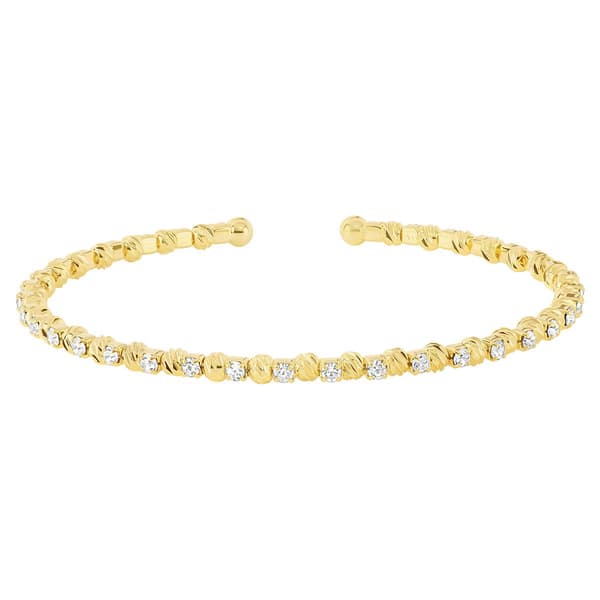 Athra Gold over Brass Diamond-Cut Bead & Crystal Coil Bracelet - image 