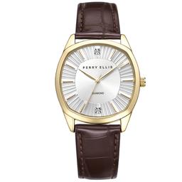 Mens Perry Ellis Diamond Dial Ultra-Thin Strap Watch-PE0019GD.UK