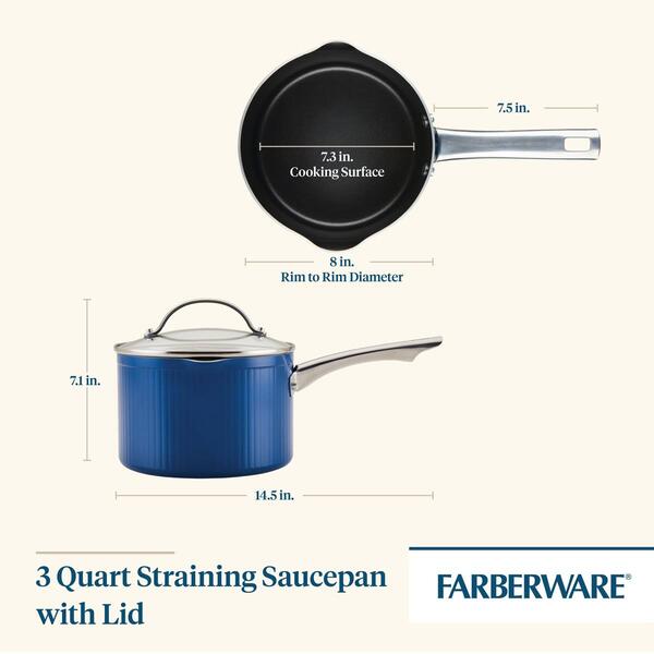 Farberware Style 3qt. Nonstick Cookware Saucepan w/ Straining Lid