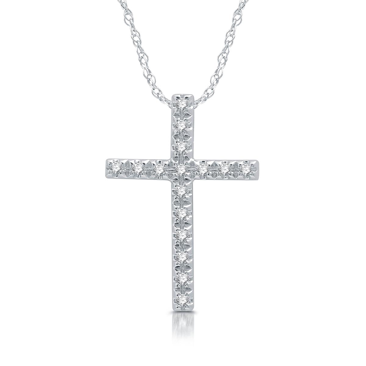Nova Star® Sterling & 1/10ctw. Lab Grown Diamond Cross...