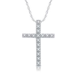 Nova Star(R) Sterling Silver 1/10ctw  Lab Grown Cross Pendant