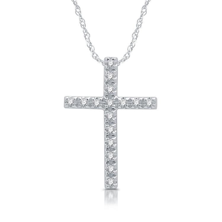 Nova Star(R) Sterling Silver 1/10ctw  Lab Grown Cross Pendant