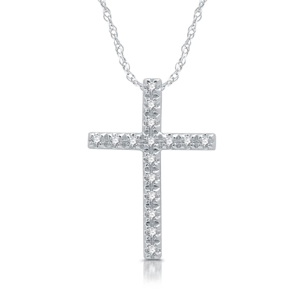 Nova Star(R) Sterling Silver 1/10ctw  Lab Grown Cross Pendant - image 