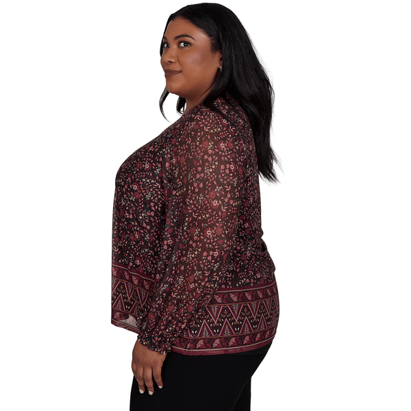 Plus Size Skye''s the Limit Wild Romance Long Sleeve Floral Blouse
