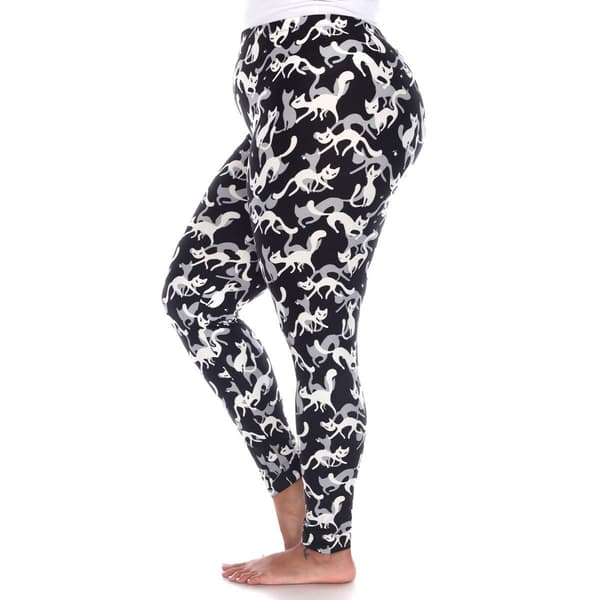 Plus Size White Mark High-Rise Cat Print Leggings