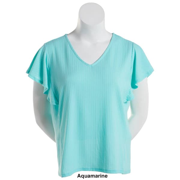 Plus Size French Laundry Flutter Sleeve Princess Seam Ruffle Tee