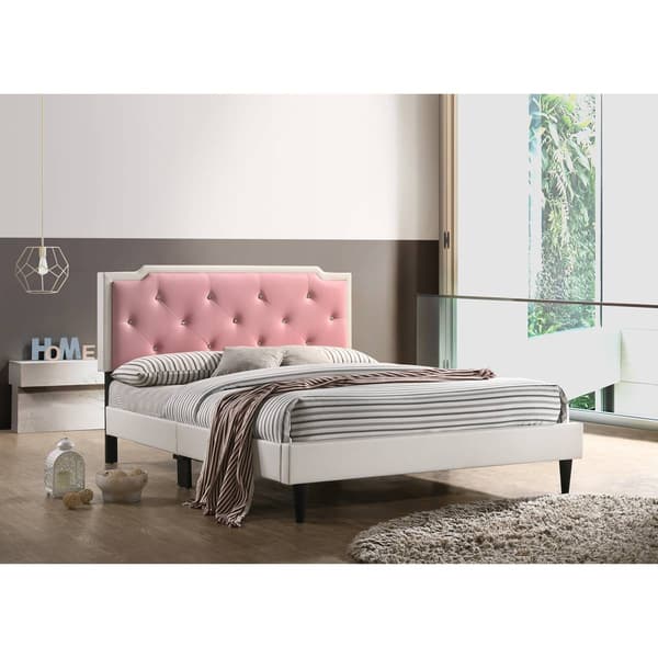 Passion Furniture Deb Jewel Tufted Panel Bed Frame - Full