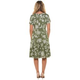 Womens Sami & Jo Short Sleeve Floral Hardware Neck A-Line Dress
