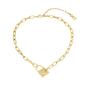 Steve Madden Lock Pendant Paperclip Chain Necklace - image 1