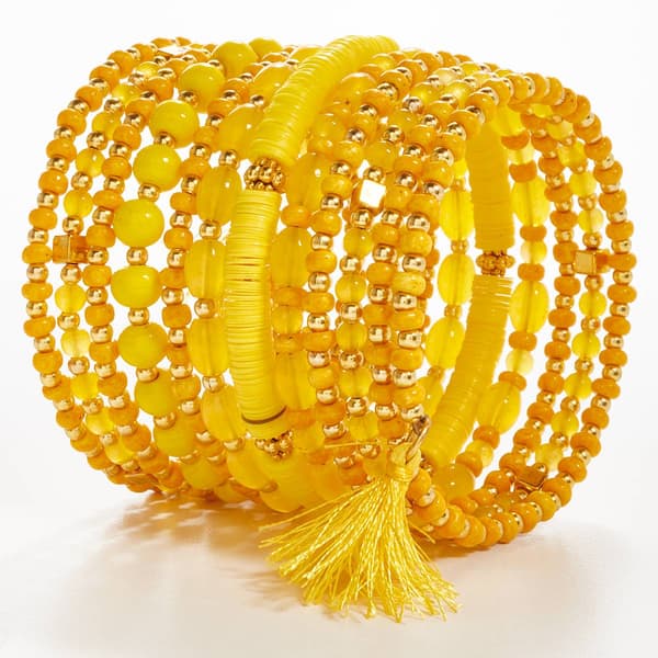 Ashley Cooper(tm) Gold Plated Bead Discs & Tassels Coil Bracelet - image 