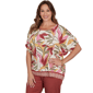 Plus Size Ruby Rd. Sedona Escape Short Sleeve Leaf Blouse - image 3