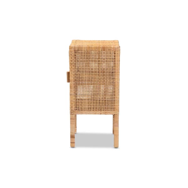 Baxton Studio Vivan Bohemian Natural Rattan 1-Door Nightstand