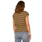 Womens Democracy Roll Cuff Cap Sleeve Stripe Peplum Blouse - image 2