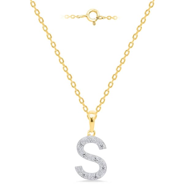 Nova Star(R) Gold Plated Lab Grown Diamond Initial S Pendant - image 
