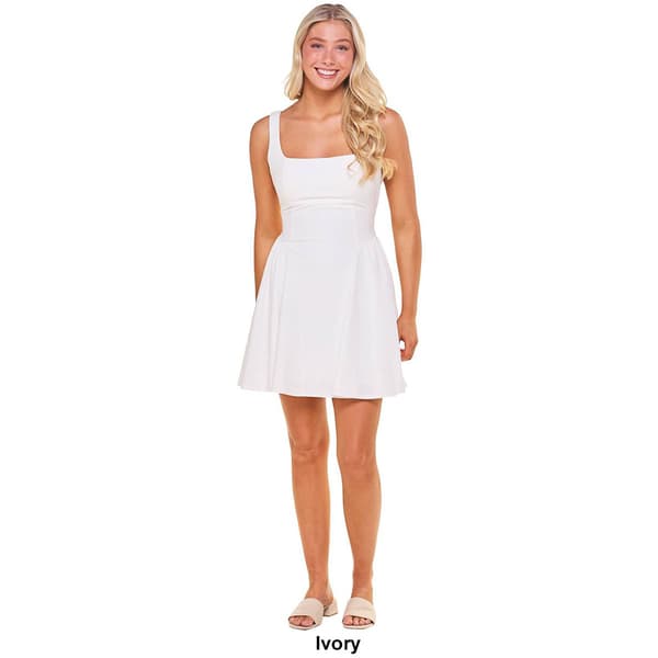 Juniors Emerald Sundae Scuba Crepe V-Drop Waist Skater Dress
