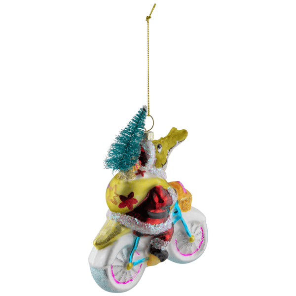 Northlight Crocodile Santa Glass Christmas Ornament  - 4.25in.
