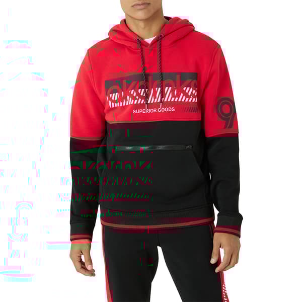 Young Mens Akademiks Color Block Pullover Hoodie - Red