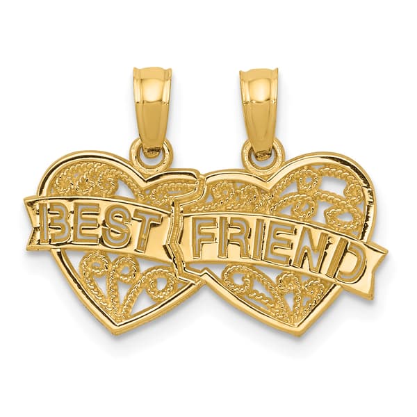Gold Classics&#40;tm&#41; 14kt. Best Friend Break Apart Heart Pendant - image 