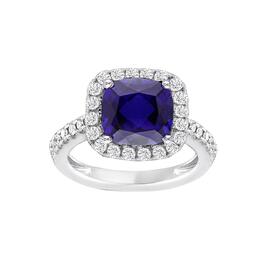 Gemstone Classics&#40;tm&#41; Silver Created Blue Sapphire Ring