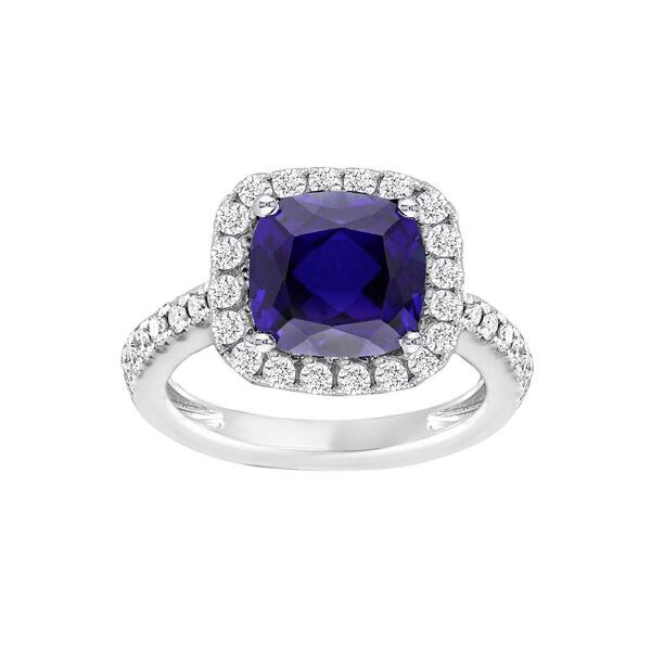 Gemstone Classics&#40;tm&#41; Silver Created Blue Sapphire Ring - image 