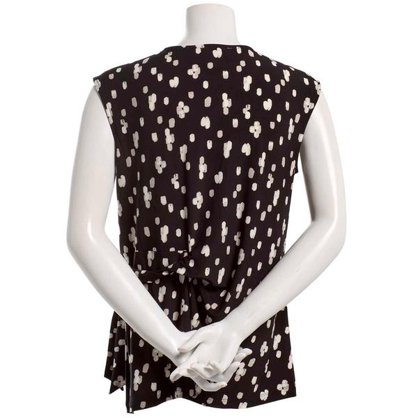 Womens Kasper Sleeveless Side Tie Dot Blouse