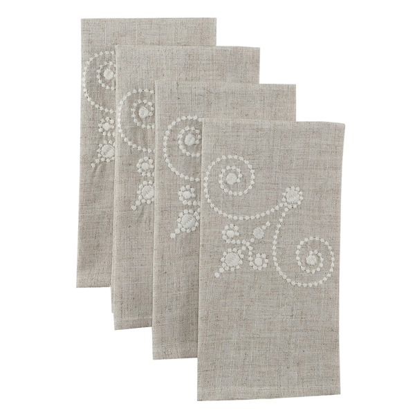 Lenox® French Perle Linen Embroidered Napkins - Set of 4
