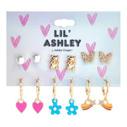 Kids Lil Ashley 6pr. Flowers/Hearts/Butterflies/Bears Earrings
