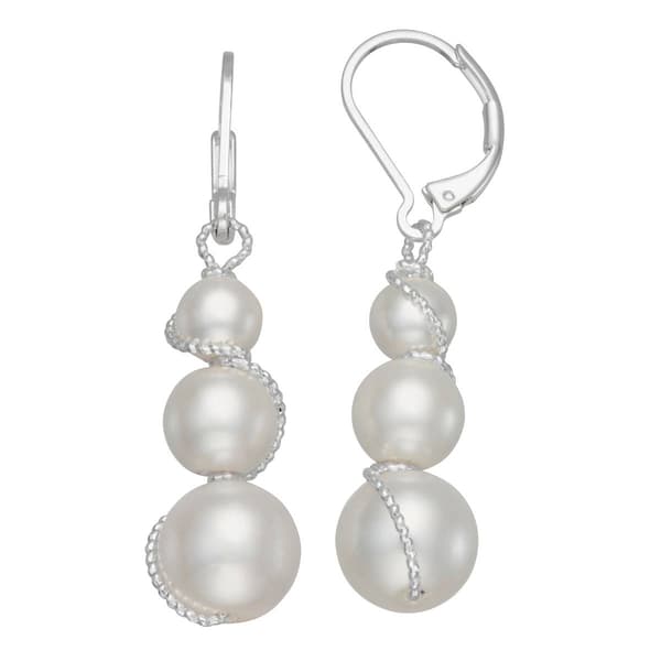 You''re Invited Silver-Tone & White Pearl Wrapped Linear Earrings - image 