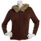 Juniors Pink Rose Cloud Mossy Zip Hoodie With Fur Trim - image 1