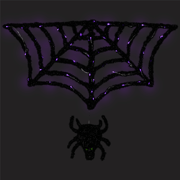 Northlight Black Lighted Spider & Web Halloween Decoration