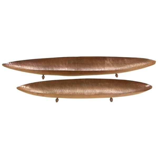 9th & Pike&#40;R&#41; Long Boat-Shaped Hammered Copper Trays - Set of 2