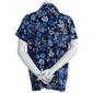 Womens Jeno Neuman Crinkle Floral Button Down-NAVY - image 2