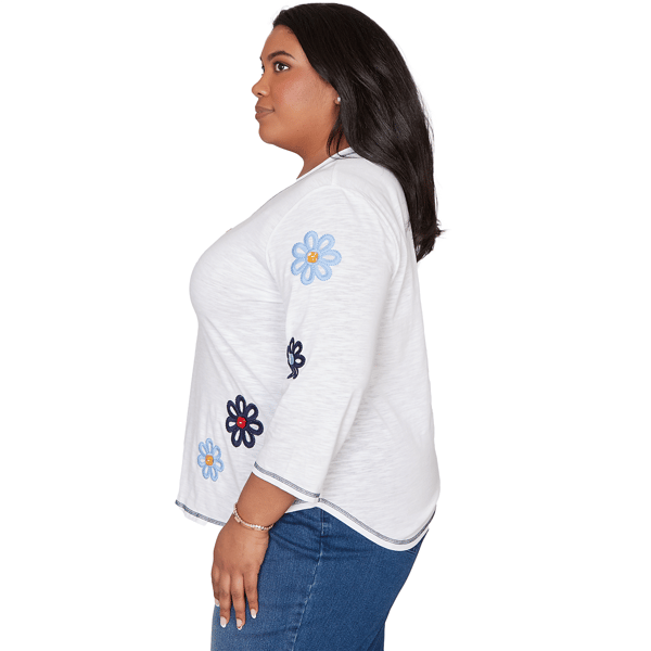 Plus Size Alfred Dunner Port Side Floral Embroidery Blouse
