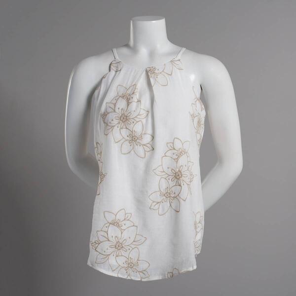 Juniors A. Byer Embroidered Gauze Sleeveless Blouse - image 