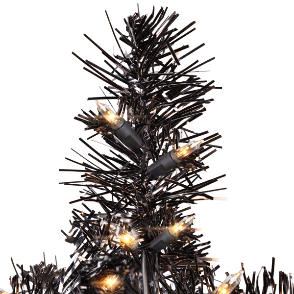 Northlight 3ft. Pre-Lit Artificial Black Tinsel Halloween Tree