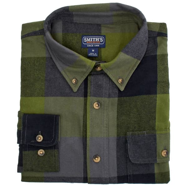 Mens Smith''s Plaid Flannel Shirt - Lively Olive/Grey - image 