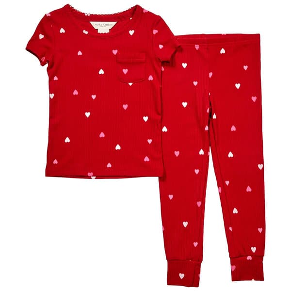 Toddler Girl Laura Ashley Short Sleeve Hearts Pajama Set