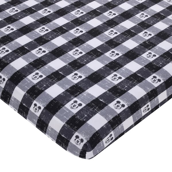 Disney Mickey Mouse Plaid Mini Fitted Crib Sheet