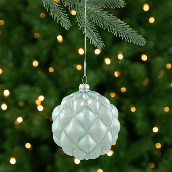 Northlight 4.5in. Iridescent Blue Glass Christmas Ball Ornament