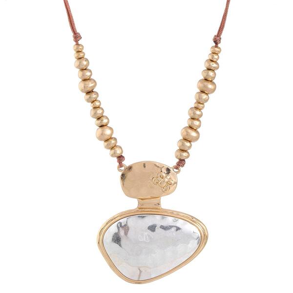 Bella Uno Worn Two-Tone Large Frontal Pendant Necklace - image 