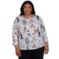 Plus Size Alfred Dunner Classics 3/4 Sleeve Gift Giving Dogs Tee - image 1