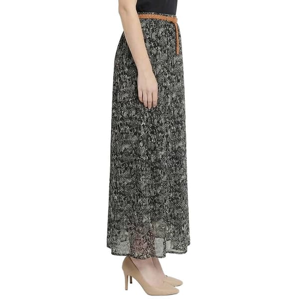 Petite NY Collection Swirl Floral Belted Waist Maxi Skirt