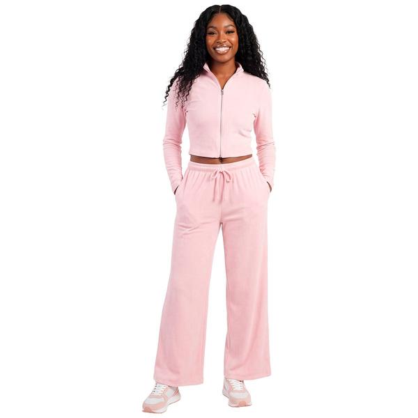 Juniors Derek Heart Velour Mock Neck Jacket & Pants Set - image 