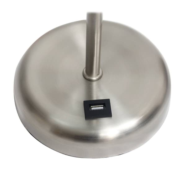 LimeLights Brushed Steel Lamp/USB Charge Port/Blue Shade-Set of 2