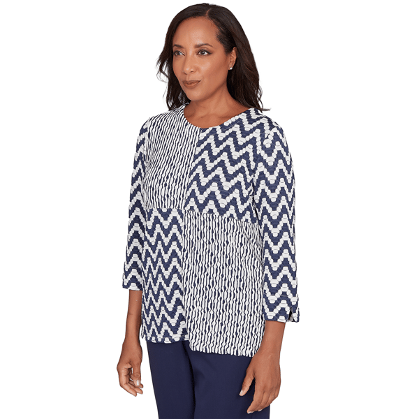 Womens Alfred Dunner Saratoga Springs Chevron Abstract Blouse